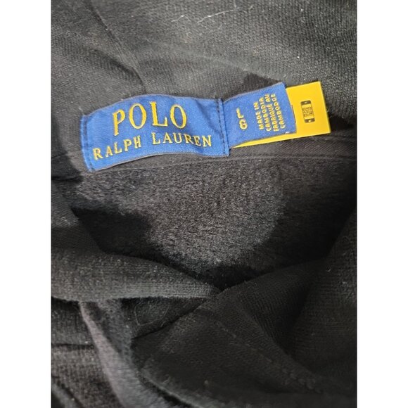 Polo Ralph Lauren Hoodie Mens L Black Red Big Pony Logo #3 Pullover Sweatshirt - Picture 4 of 7